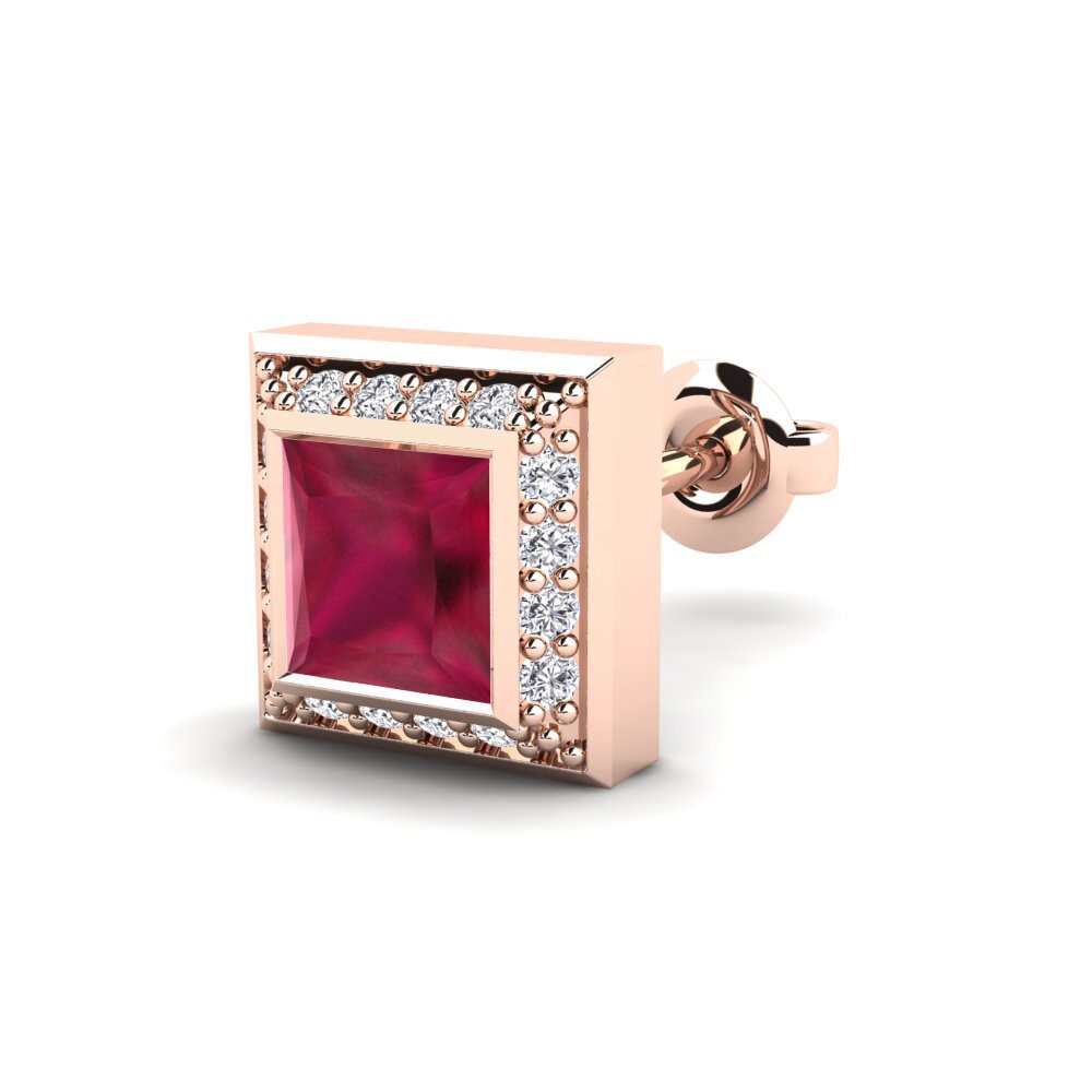 18k Oro Rosa Rubí Pendiente para hombre Hewey