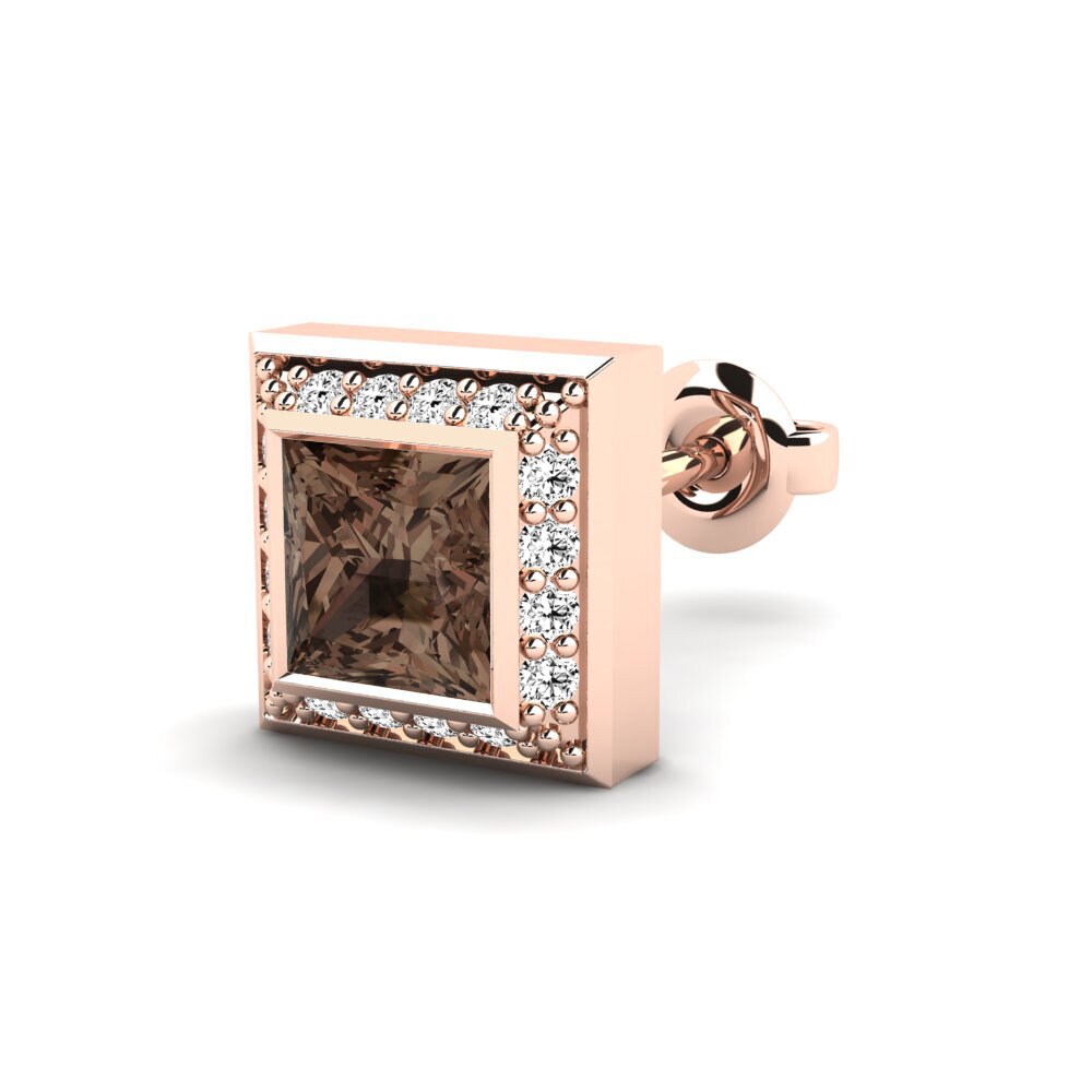 18k Oro Rosa Cuarzo humo Pendiente para hombre Hewey