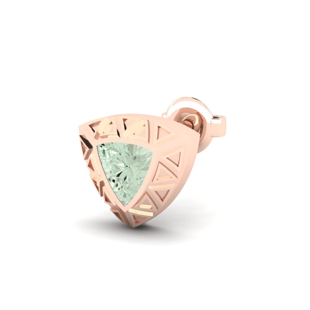 14k Oro Rosa Amatista verde Pendiente para hombre Matalas