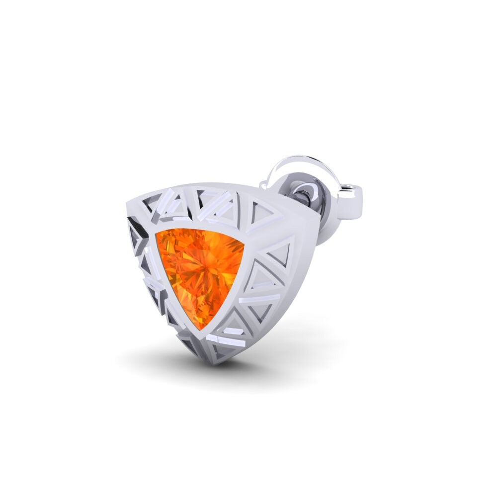 14k Oro Blanco Zafiro Naranja Pendiente para hombre Matalas