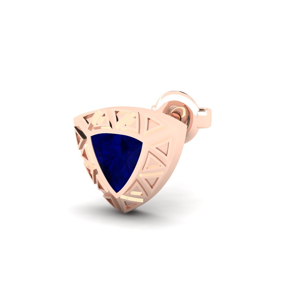 9ct Rose Gold Sapphire Men's Earring Matalas