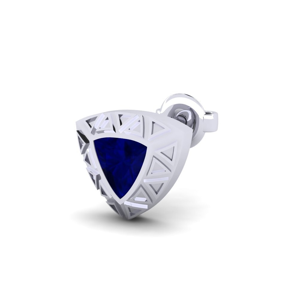 14k Oro Blanco Zafiro Pendiente para hombre Matalas