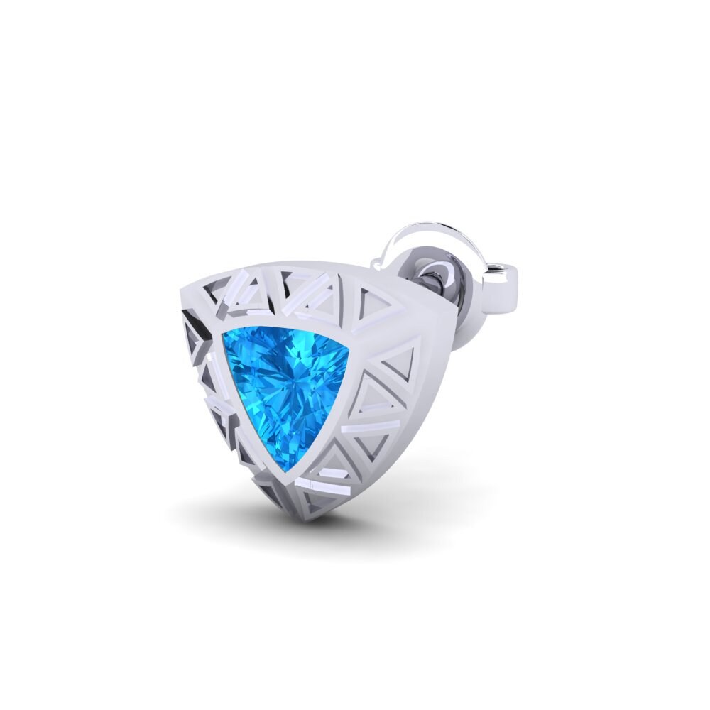 Ouro Branco 18K Azul Topázio Brinco masculino Matalas