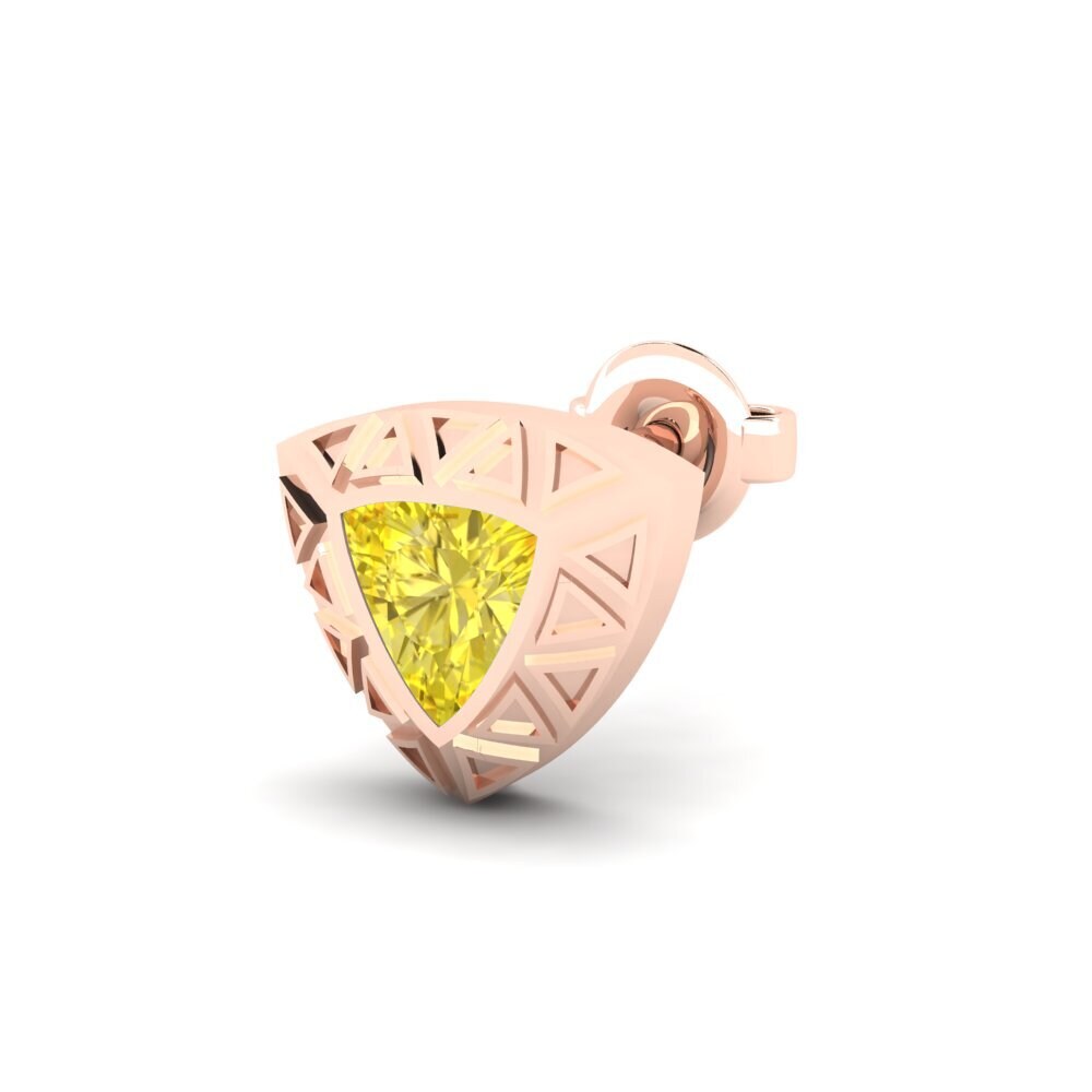 9ct Rose Gold Yellow Sapphire Men's Earring Matalas