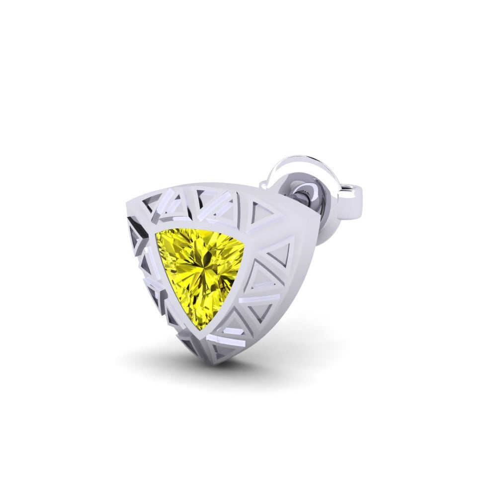 585 Bílé zlato Žlutý diamant Pánské náušnice Matalas