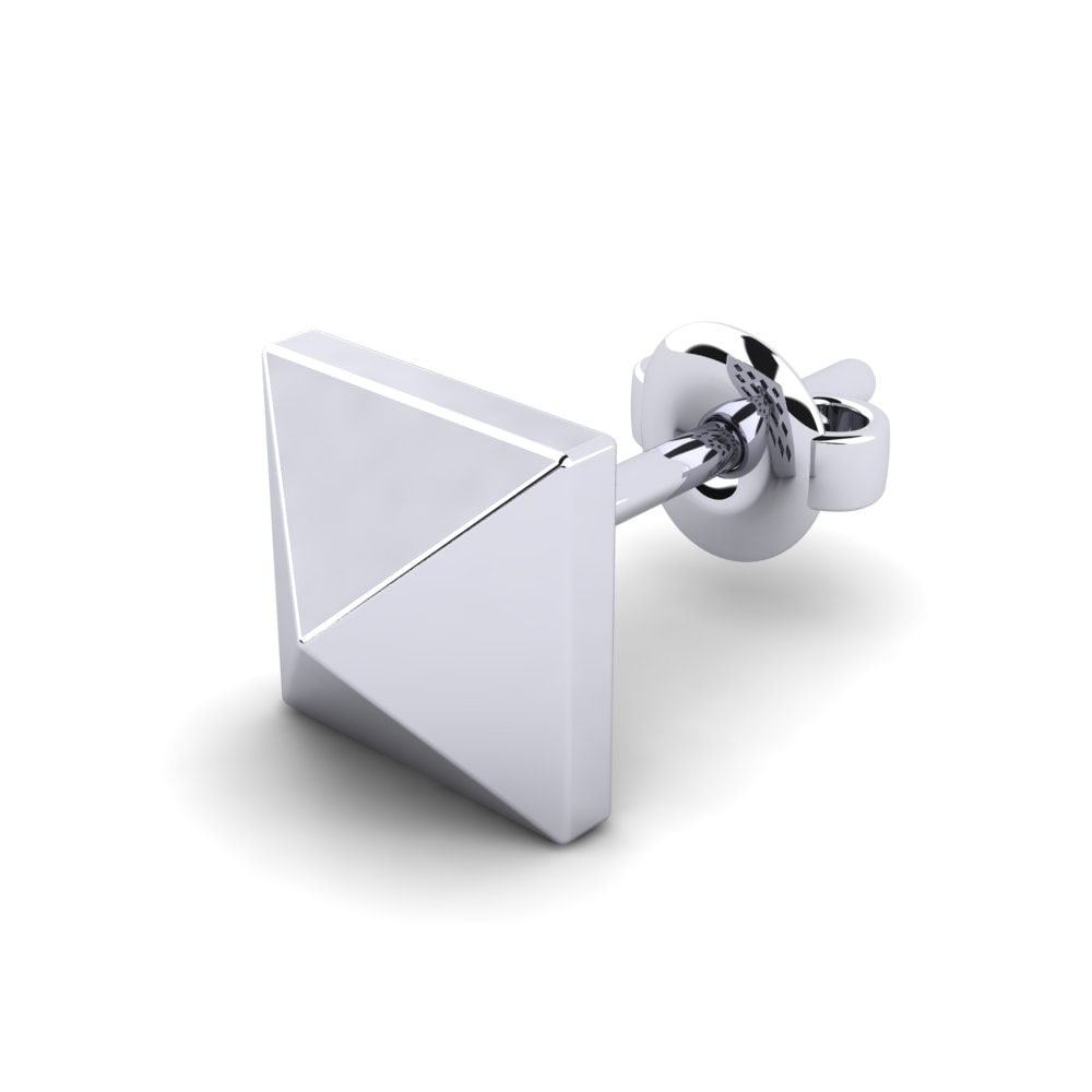 White Silver Men's Earring Mtindo