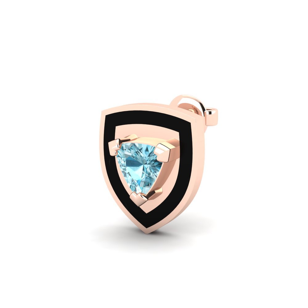 9ct Rose Gold Blue Zircon Men's Earring Palundi