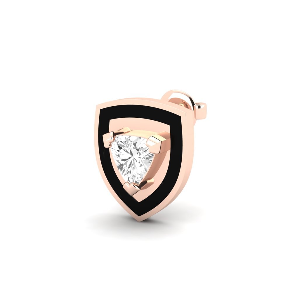 14ct Rose Gold White sapphire Men's Earring Palundi