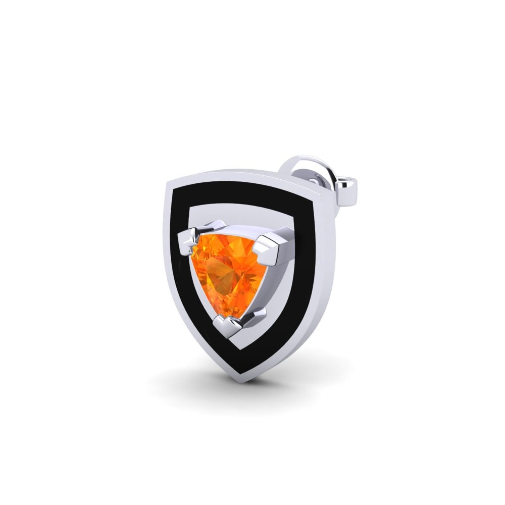 14k Oro Blanco Zafiro Naranja Pendiente para hombre Palundi