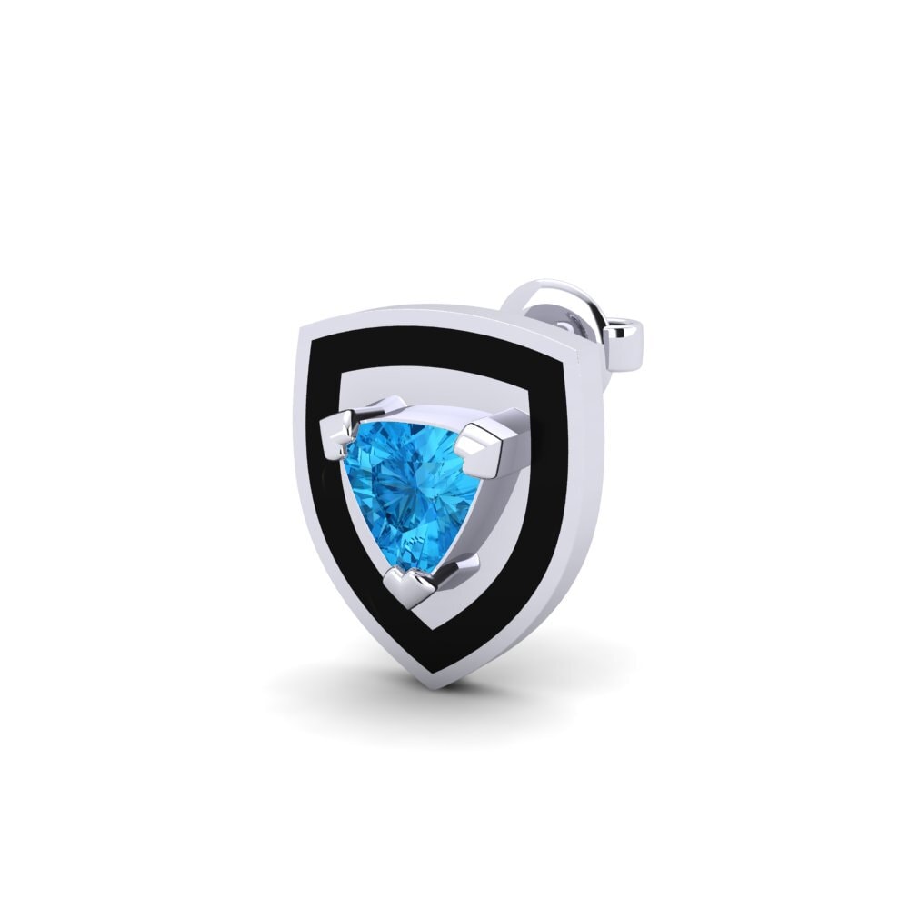 Ouro Branco 18K Azul Topázio Brinco masculino Palundi