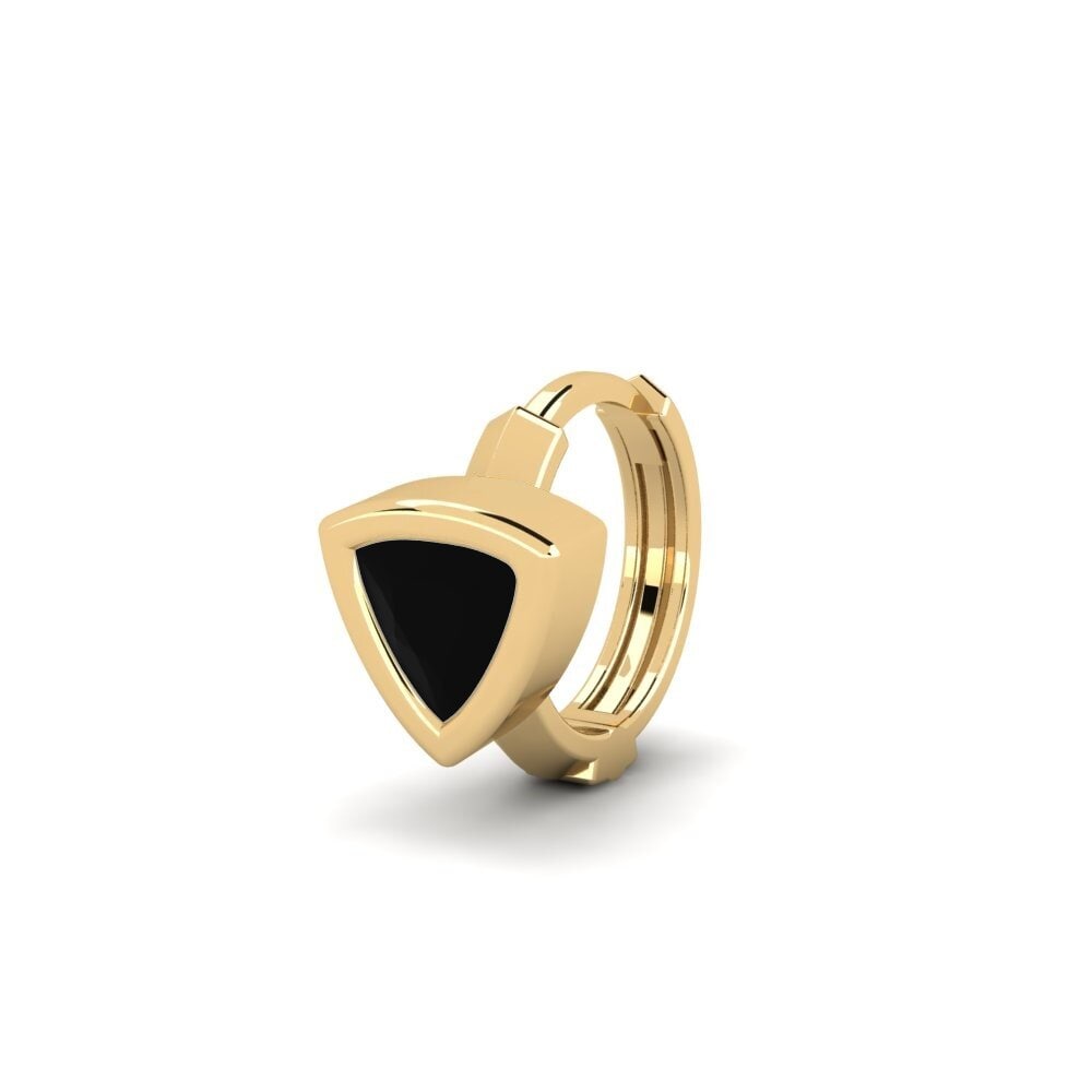 18ct Yellow Gold Black Sapphire Men's Earring Terav