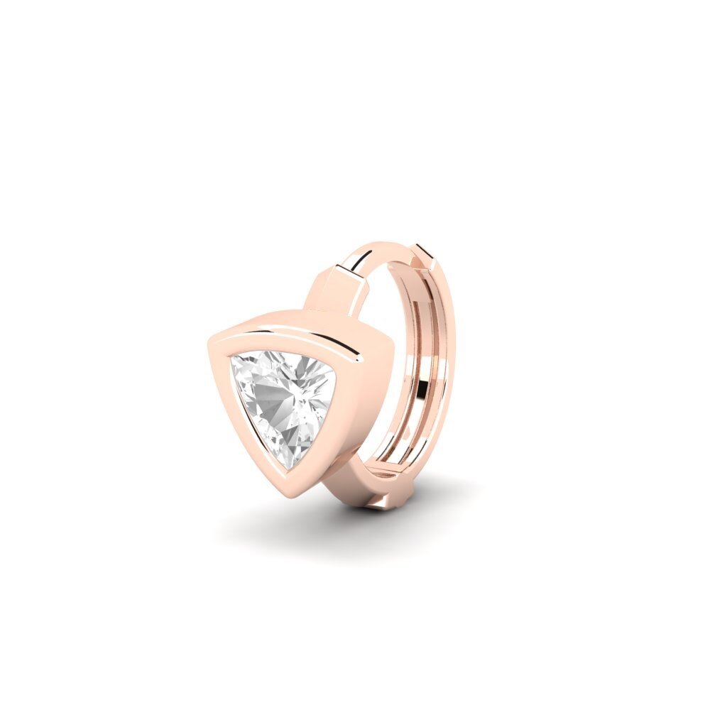 14ct Rose Gold White sapphire Men's Earring Terav