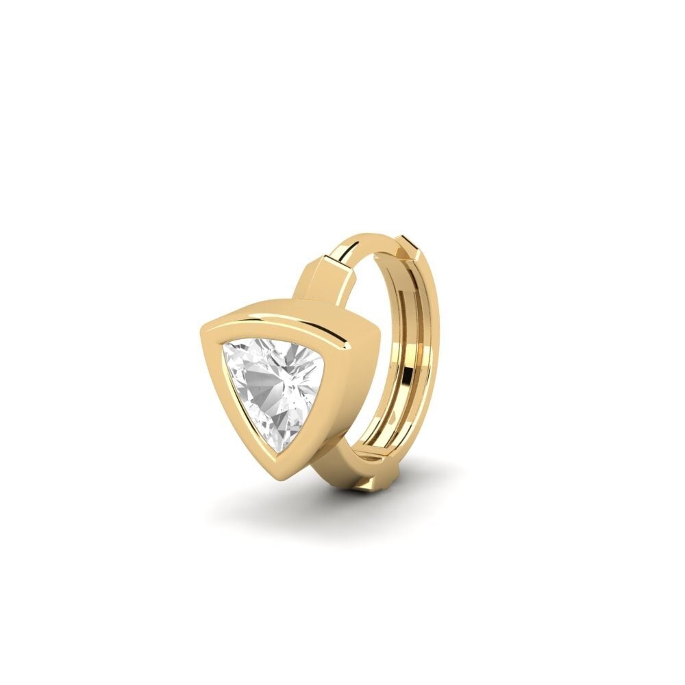 14ct Yellow Gold White sapphire Men's Earring Terav