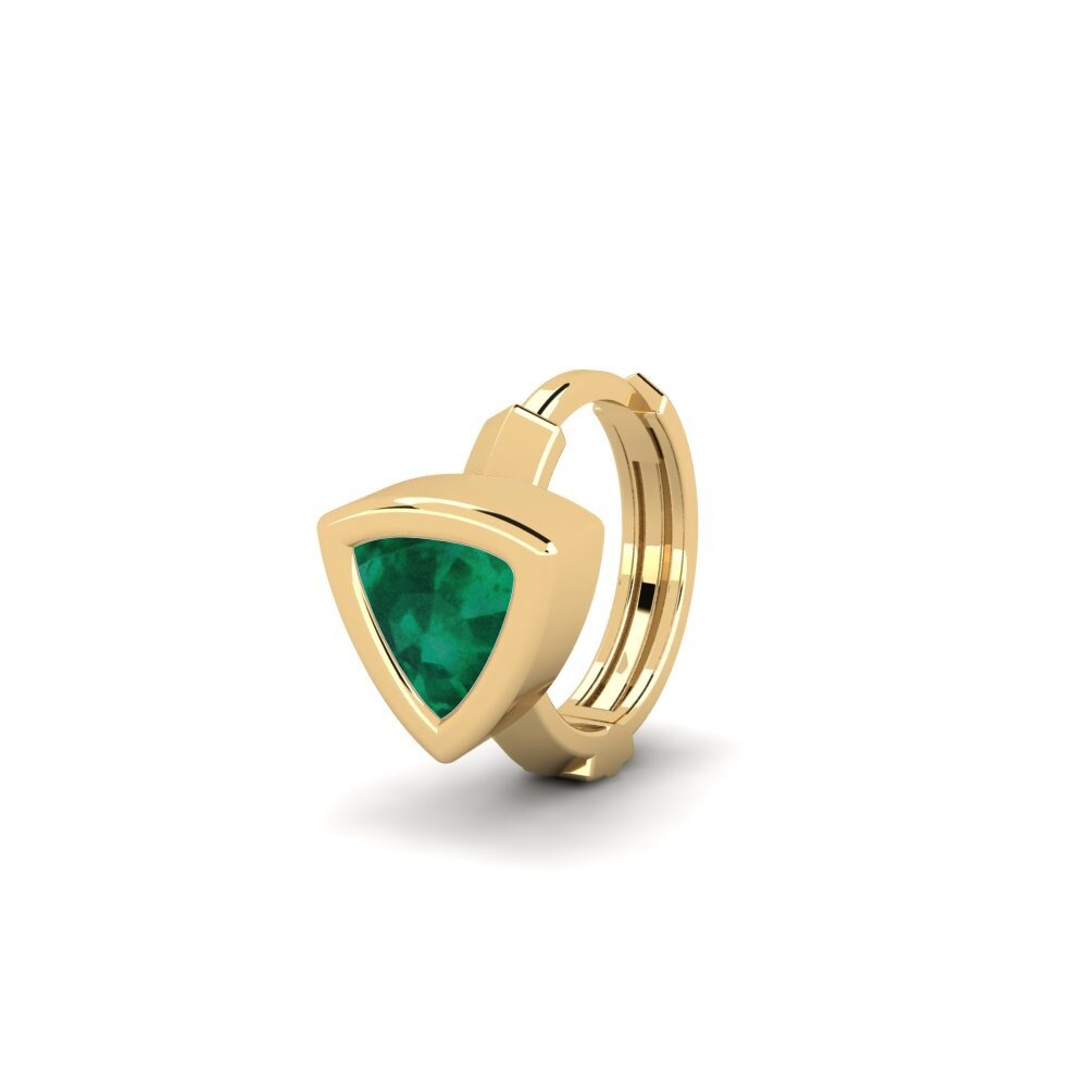 14ct Yellow Gold Emerald Men's Earring Terav