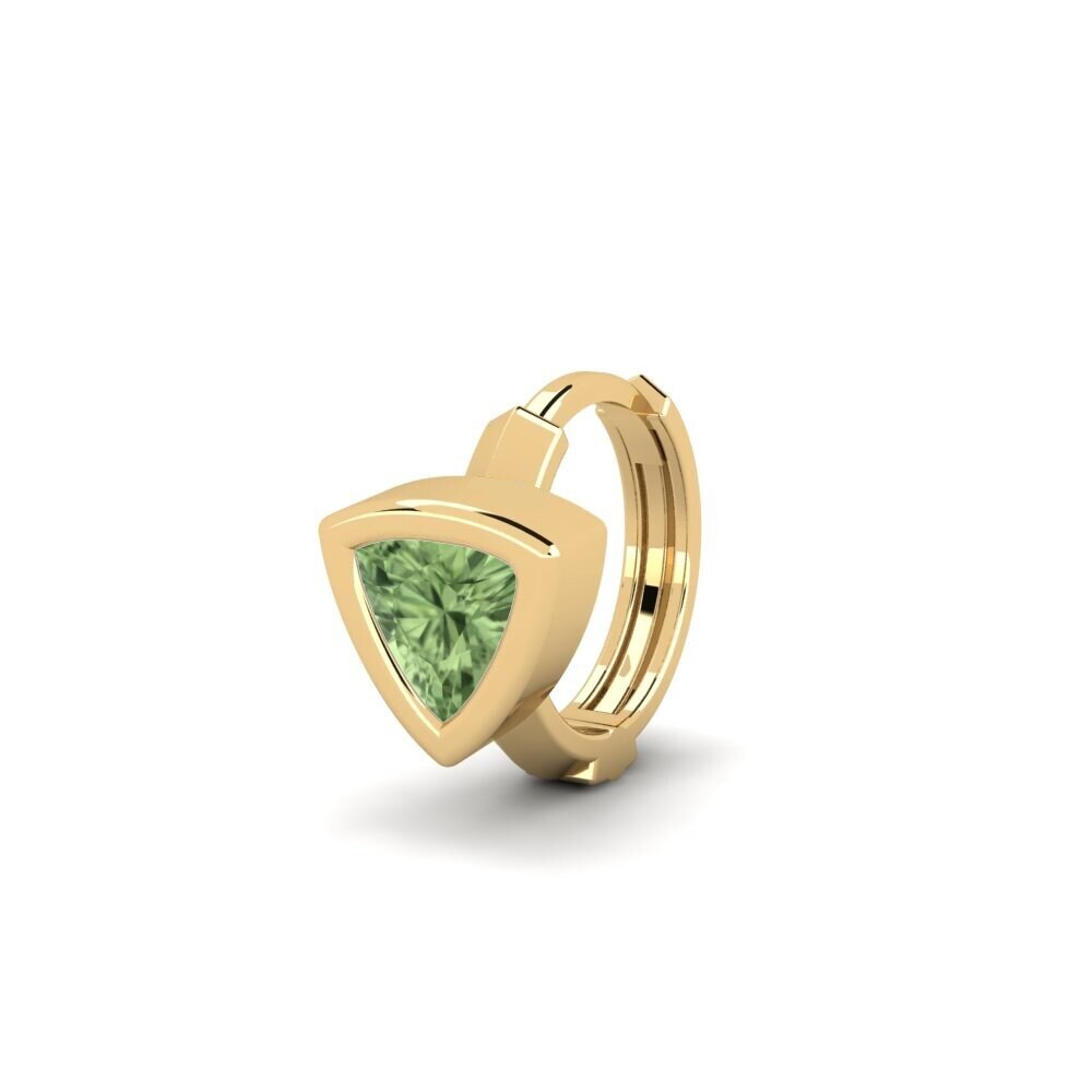 9ct Yellow Gold Green Sapphire Men's Earring Terav