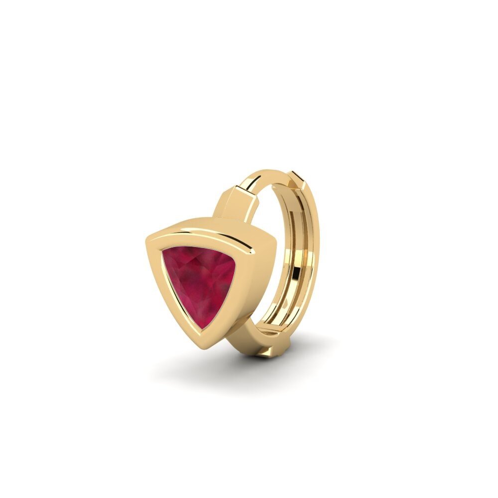 18ct Yellow Gold Ruby Men's Earring Terav
