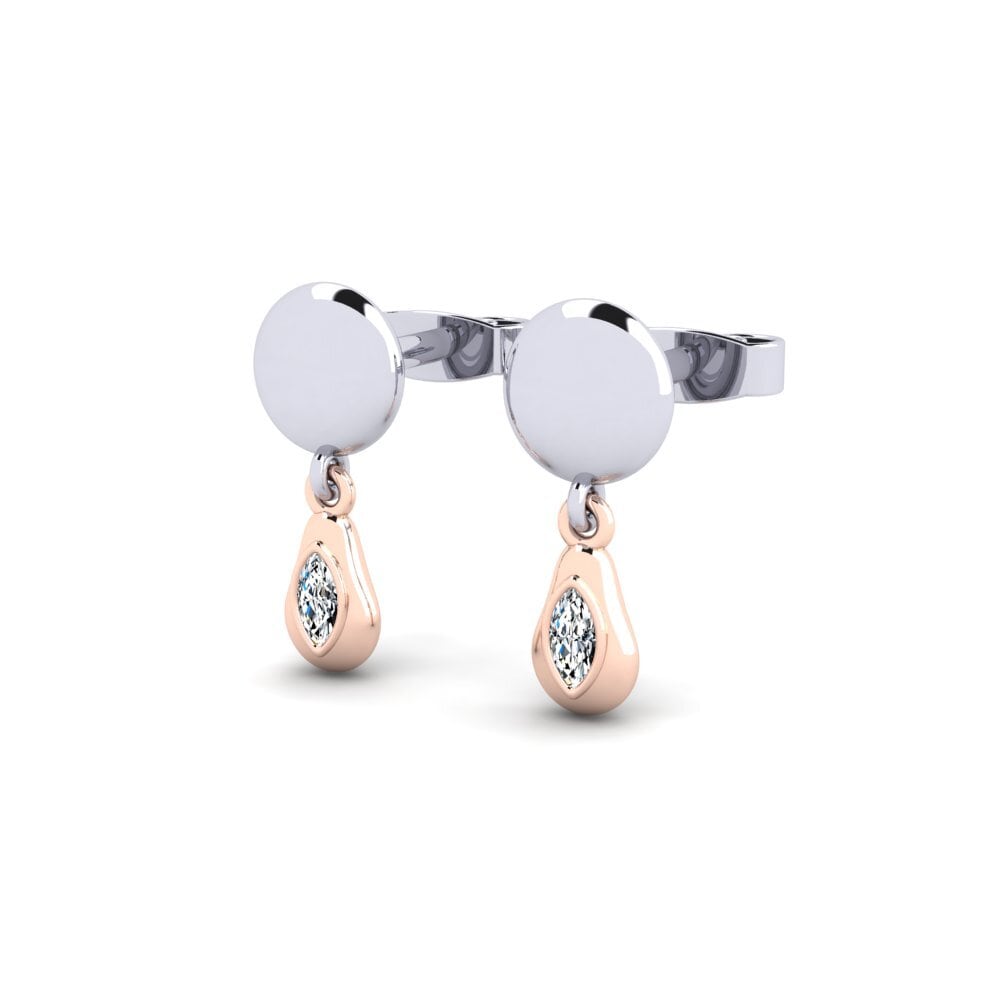 18k Oro Blanco / Rosa Pendiente de mujer Irishly