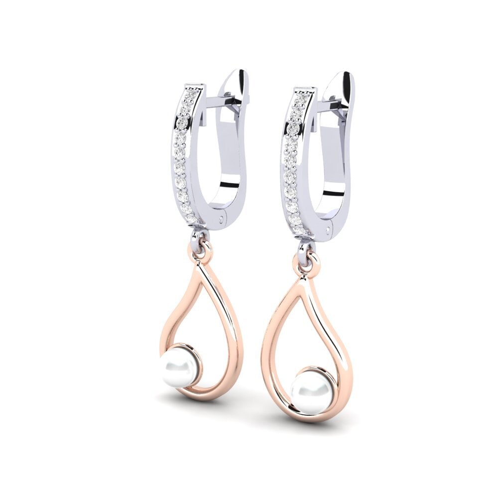 9ct White & Rose Gold White sapphire Women's Earring Janeyan