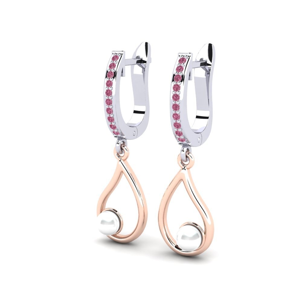 9ct White & Rose Gold Rhodolite Garnet Women's Earring Janeyan