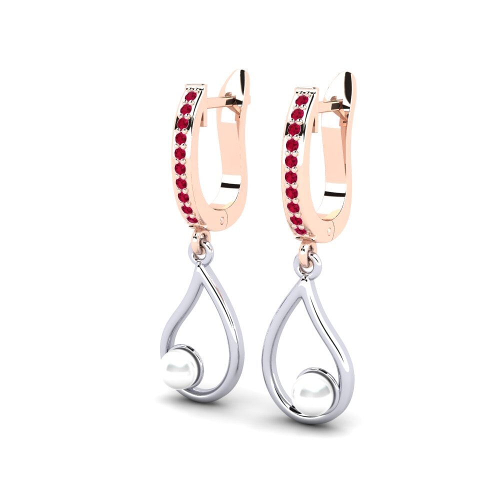 9k Oro Rosa & Blanco Rubí Pendiente de mujer Janeyan