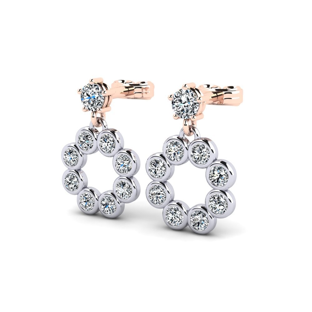 18k Oro Blanco / Rosa Pendiente de mujer Khazad