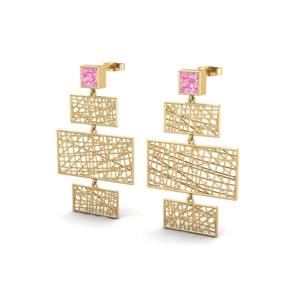 Safira Rosa Brincos Feminino Anniey