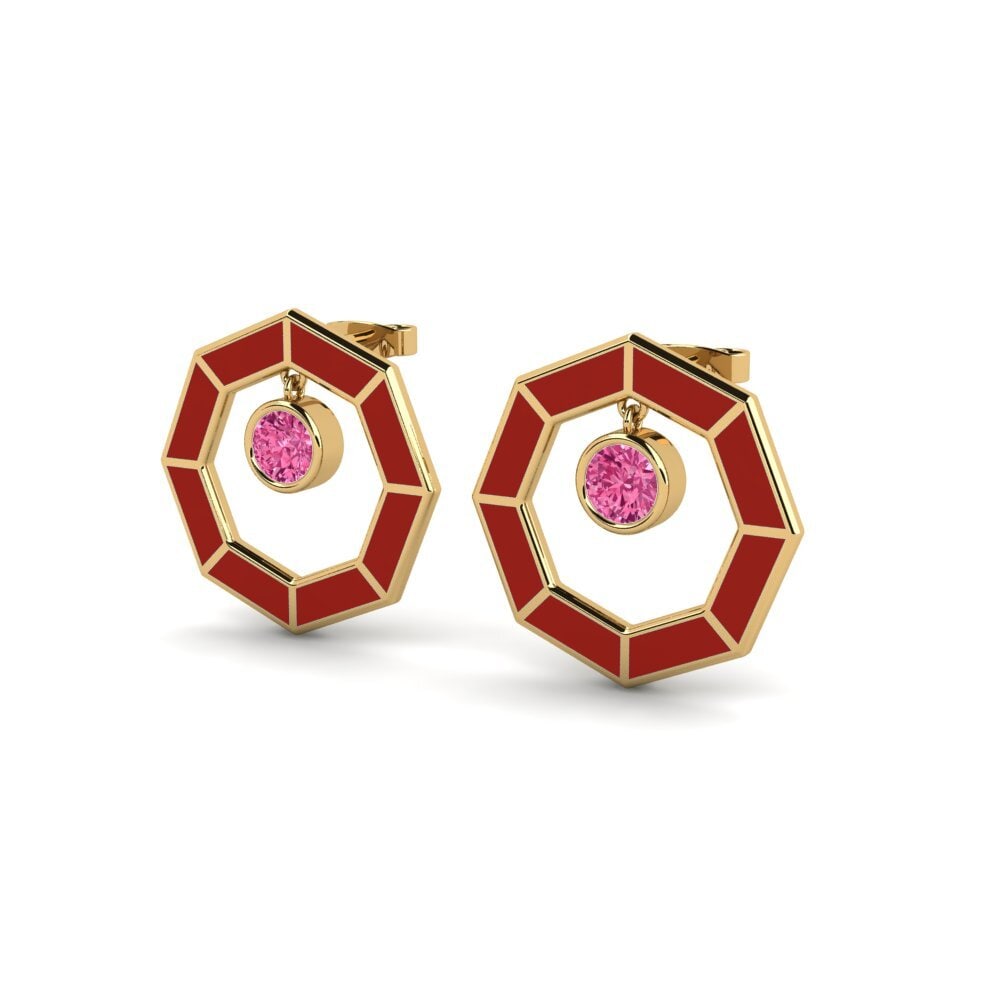 Pink Tourmaline Women's Earring Dyable
