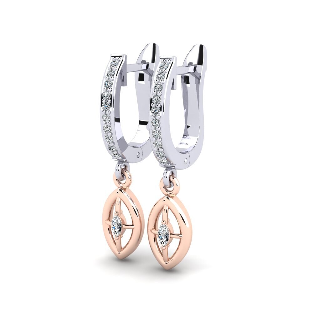 14ct White / Rose Gold Marquise Women's Earring Hape