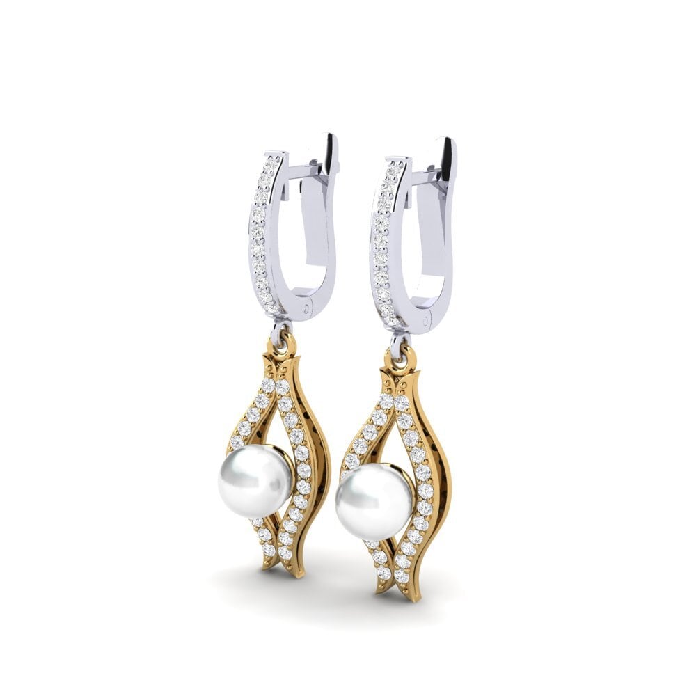 9ct White & Yellow Gold White sapphire Women's Earring Haspe