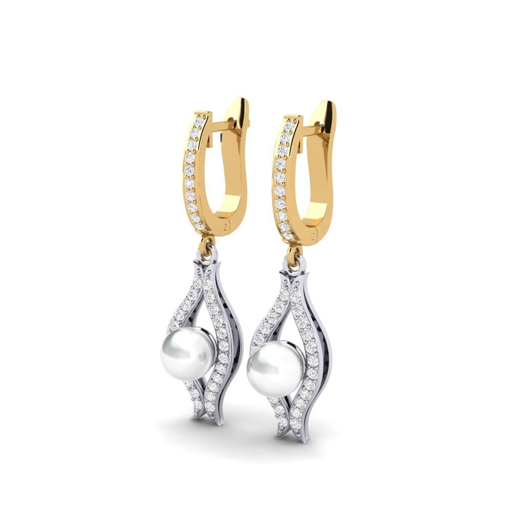 9ct Yellow & White Gold White sapphire Women's Earring Haspe