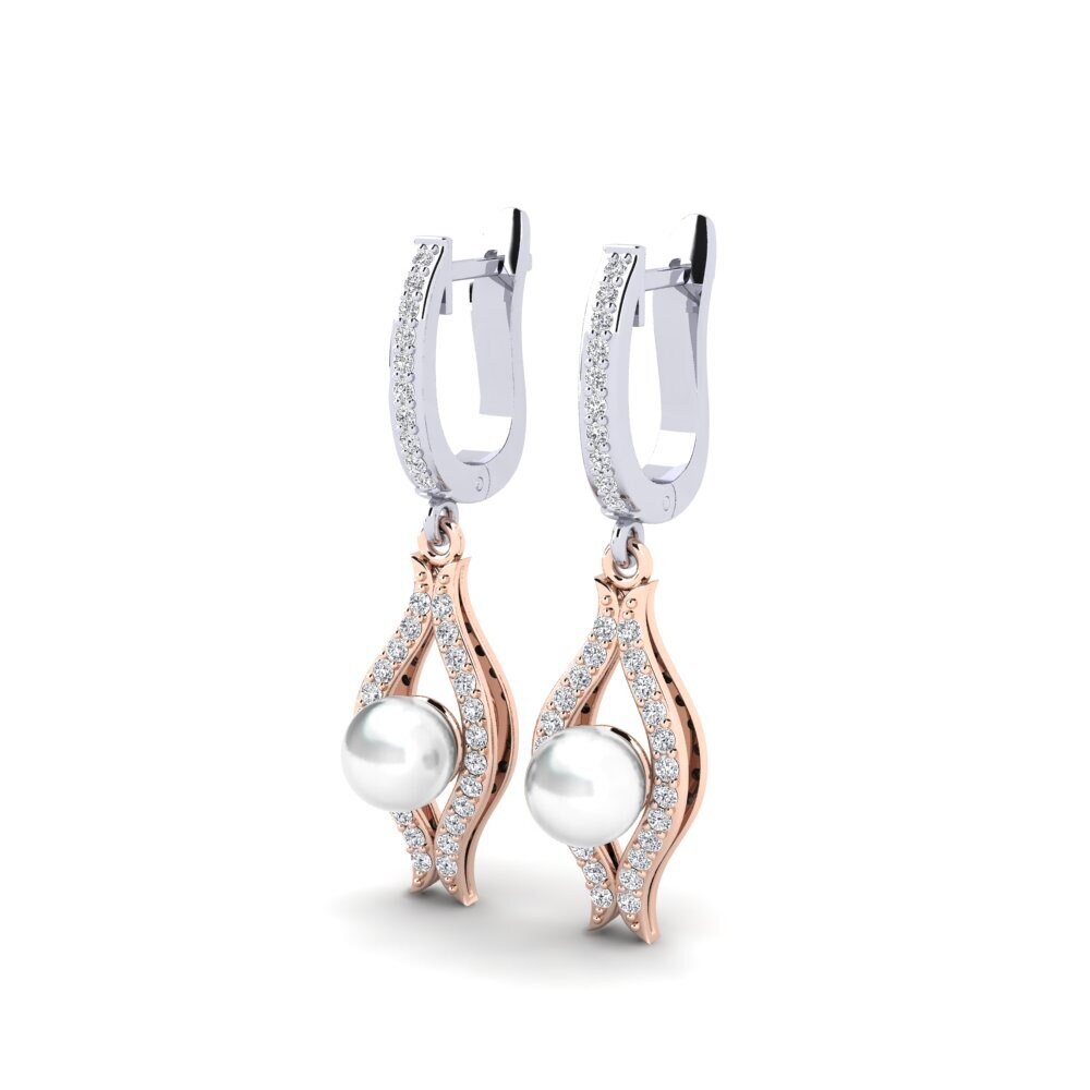 9ct White & Rose Gold Lab Grown Diamond Women's Earring Haspe
