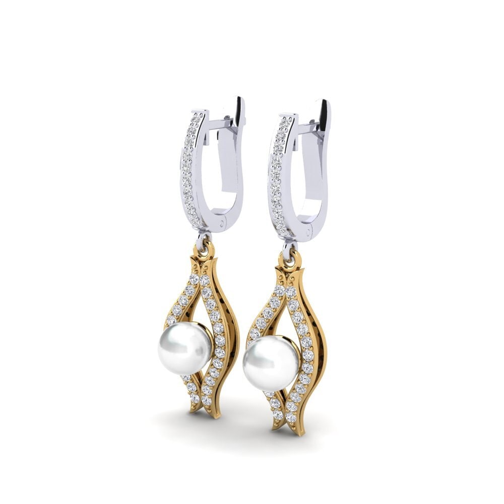 18ct White & Yellow Gold Lab Grown Diamond Women's Earring Haspe