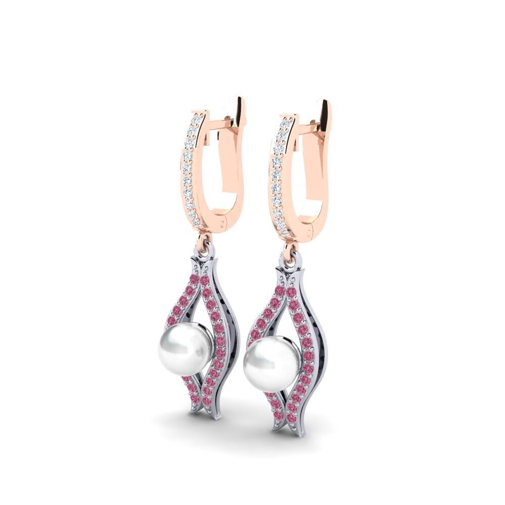 9ct Rose & White Gold Rhodolite Garnet Women's Earring Haspe