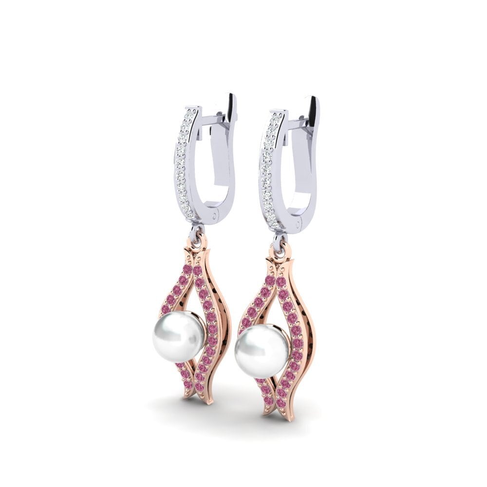 9ct White & Rose Gold Rhodolite Garnet Women's Earring Haspe