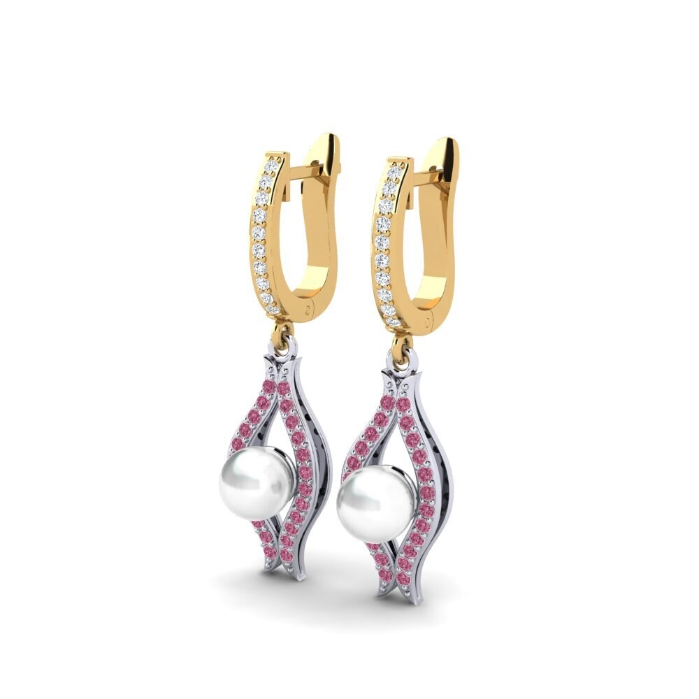 9ct Yellow & White Gold Rhodolite Garnet Women's Earring Haspe