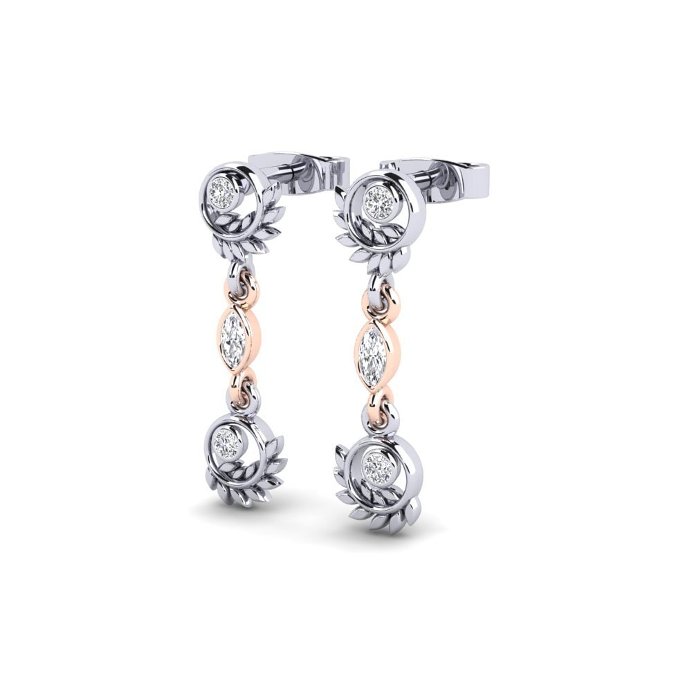 14ct White / Rose Gold Marquise Women's Earring Haycock