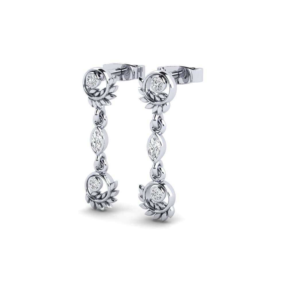 Ouro Branco 9K Diamante Produzido em Laboratório Brincos Feminino Haycock