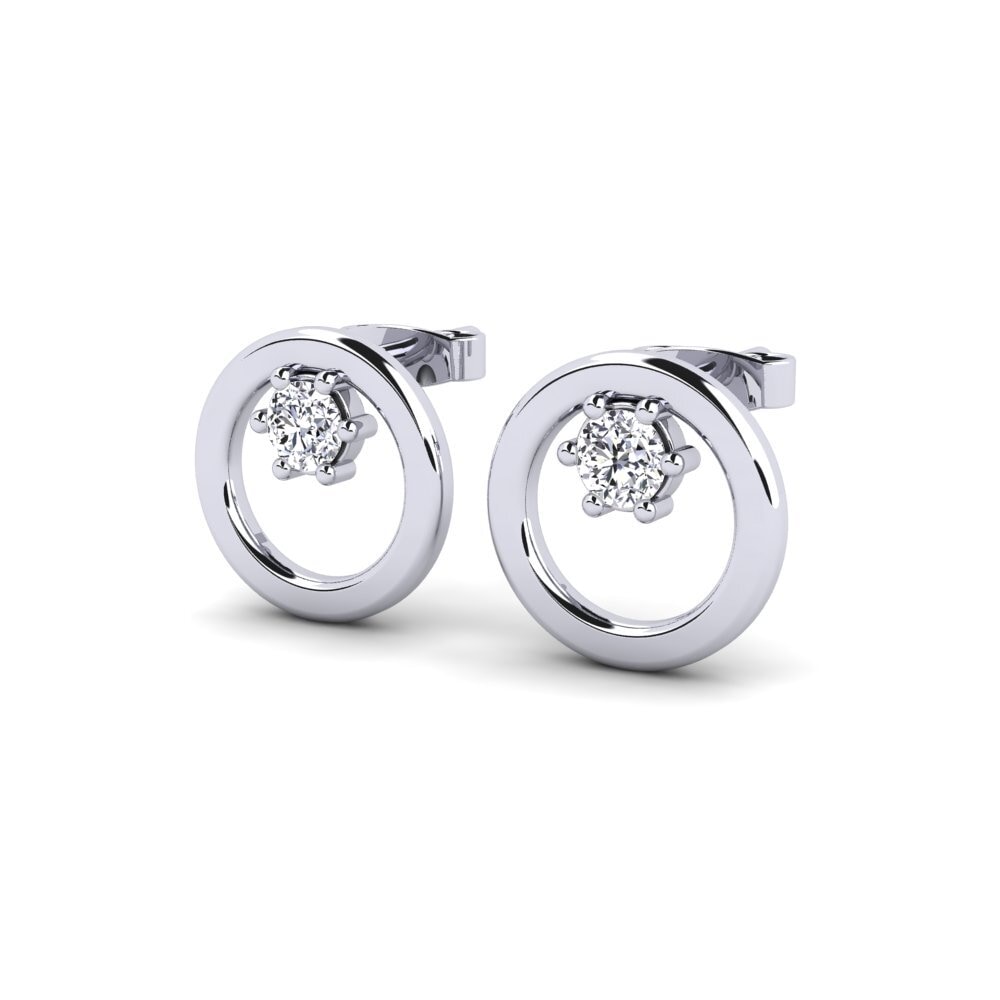 18k Oro Blanco Diamante cultivado en laboratorio Pendiente de mujer Henley