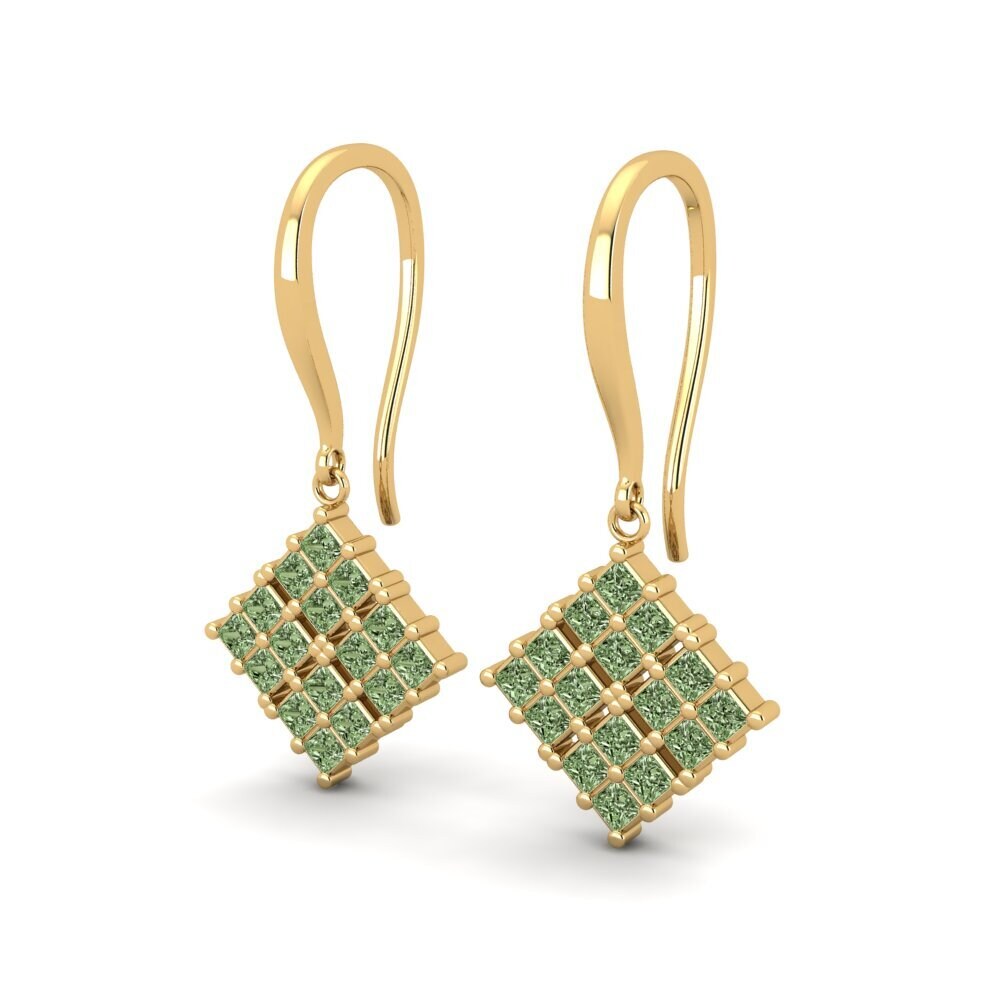 Diamant Vert Boucle d'oreille femme Hioffpo