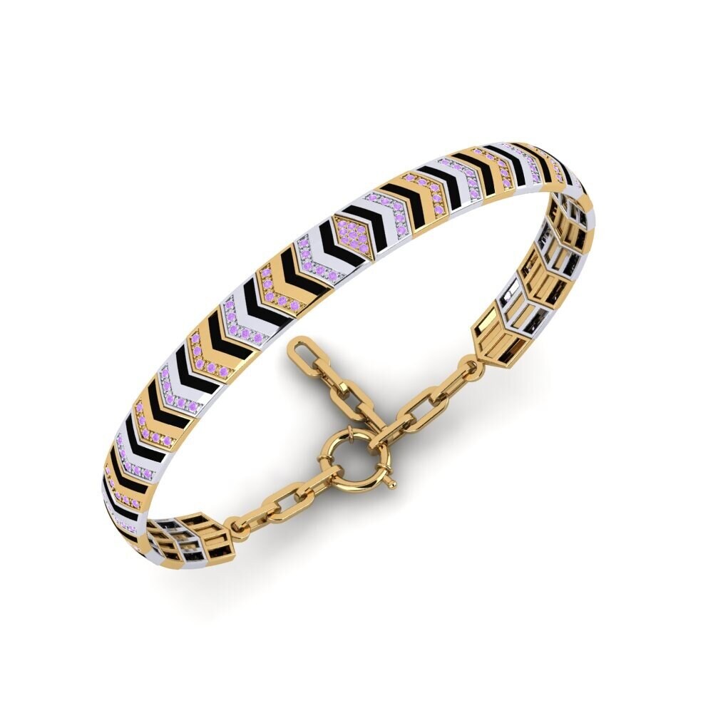 Bangle Amethyst 14K Yellow & White Gold Bracelets
