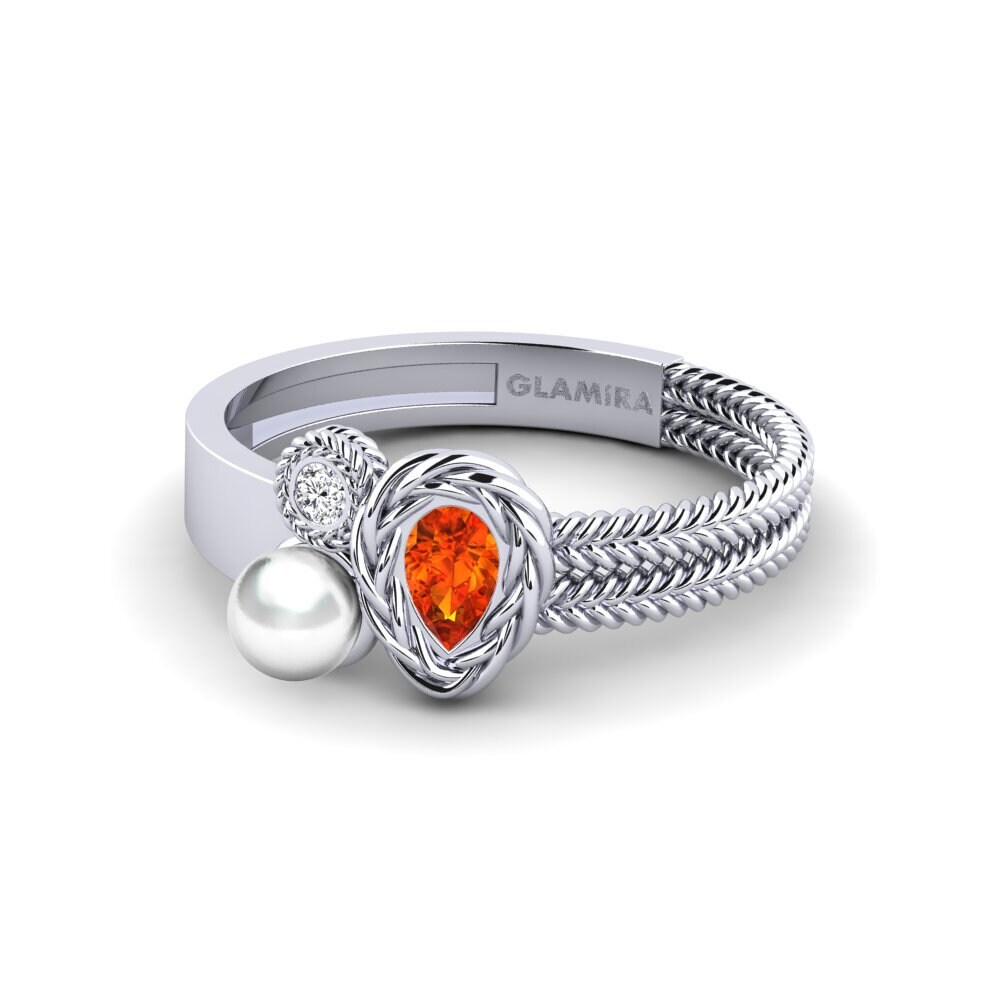 950 Platinum Orange Sapphire Ring Acwella