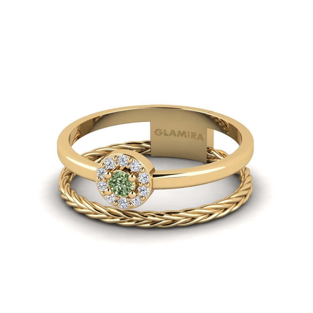 Green Diamond Ring Feuille