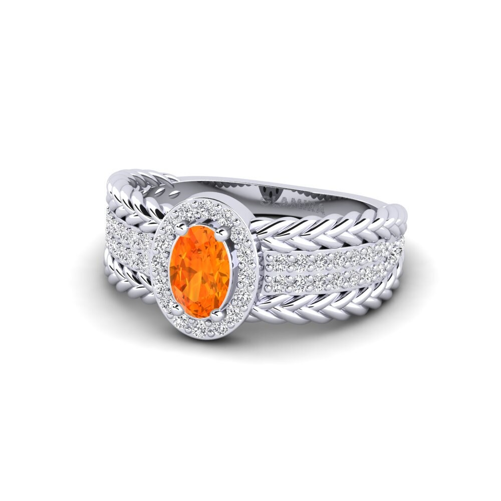Ovalado Zafiro Naranja Anillo Tenger
