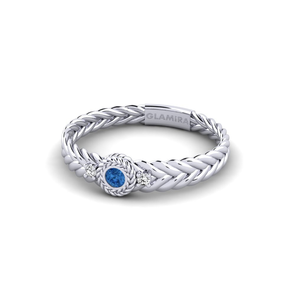 Zircônia azul escuro Anel Gitano
