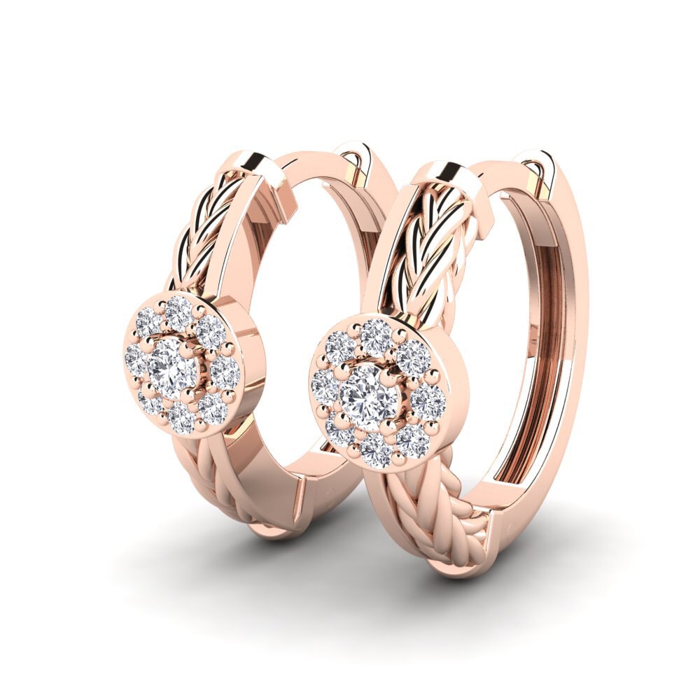 14k Oro Rosa Diamante cultivado en laboratorio Pendiente de mujer Mienere