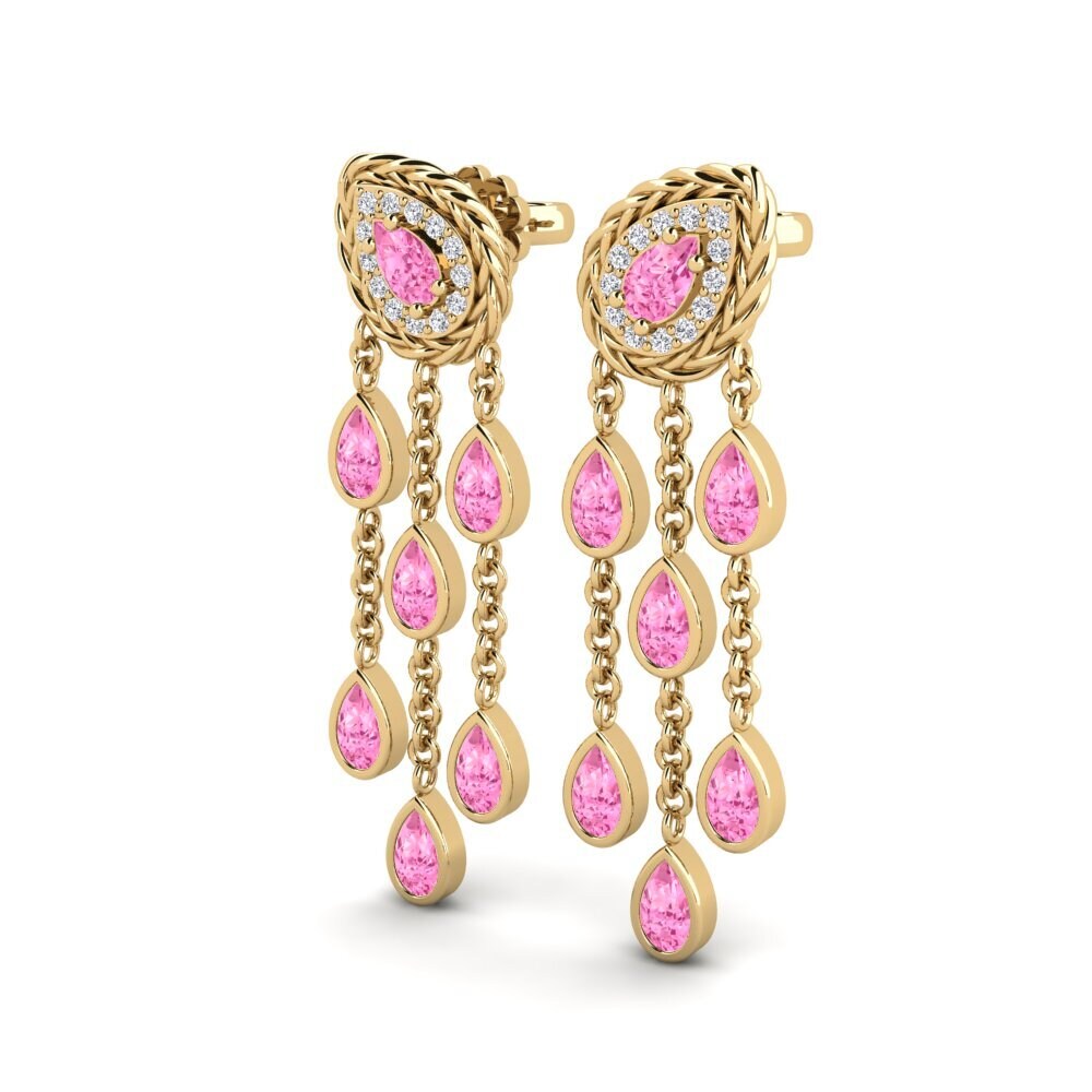 Safira Rosa Brincos Feminino Okean