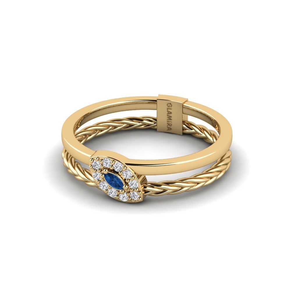 Zircônia azul escuro Anel Pyarrai