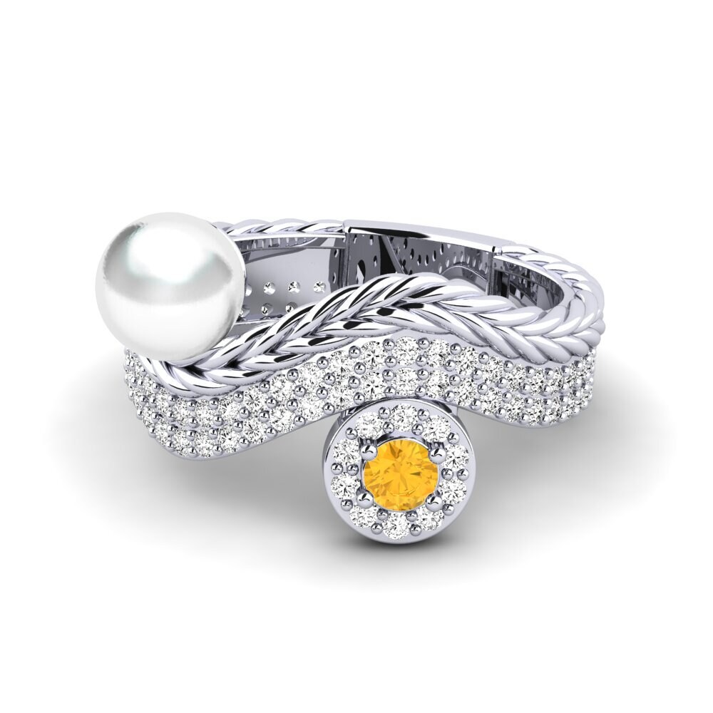 950 Platinum Citrine Ring Quvonch