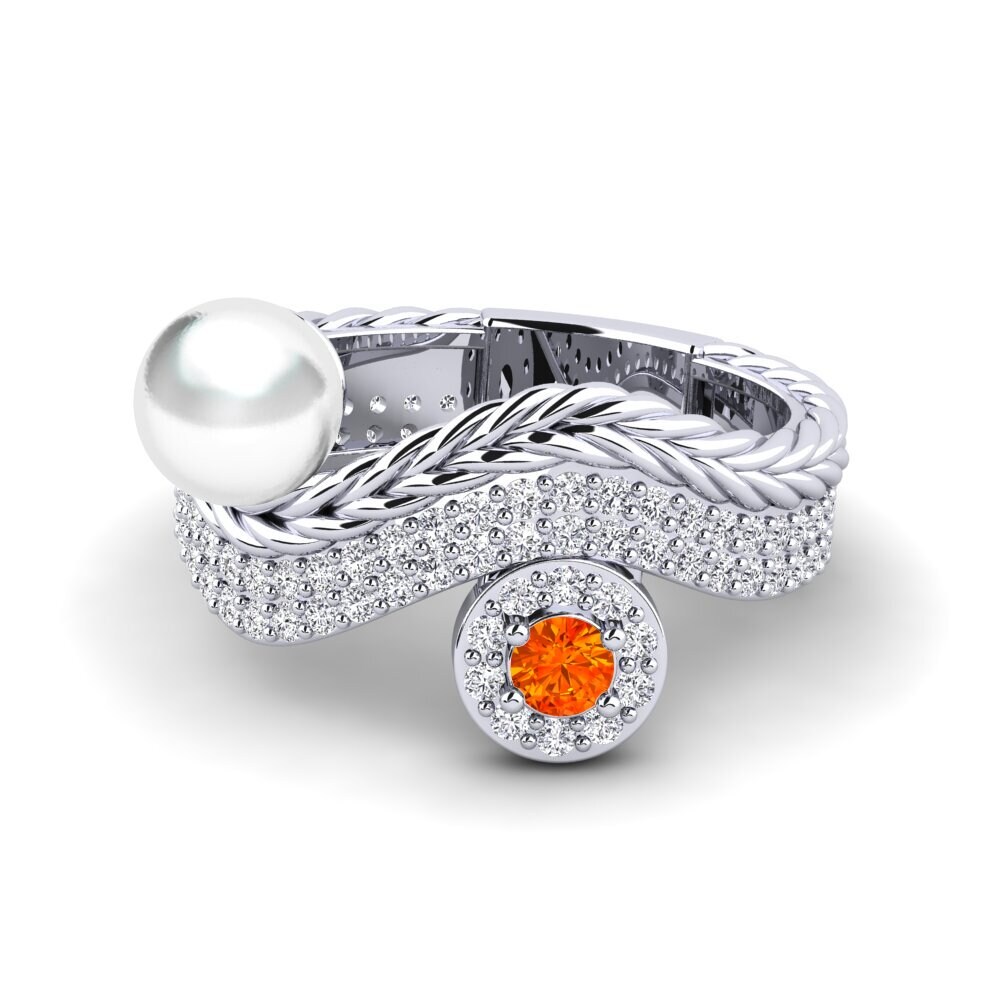 950 Platinum Orange Sapphire Ring Quvonch