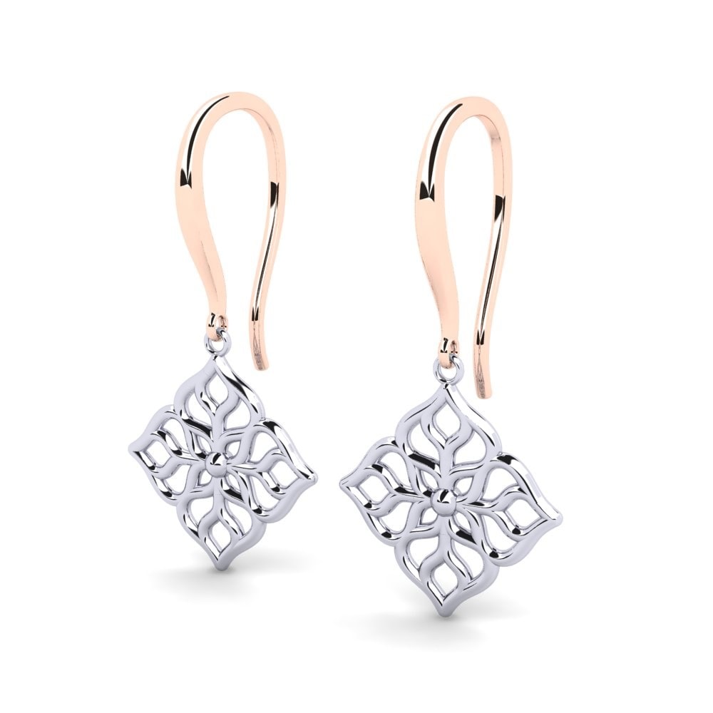 9k Oro Rosa/Blanco Pendientes Canorting